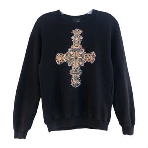 Wilfred Free Cross Graphic Black Pullover Crew Neck Casual Sweatshirt Women's XS